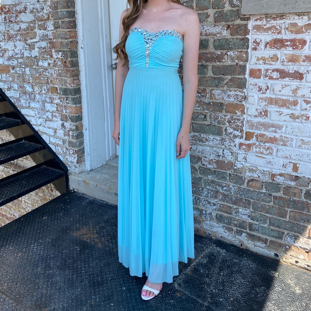 Aqua Prom Dress with jewels